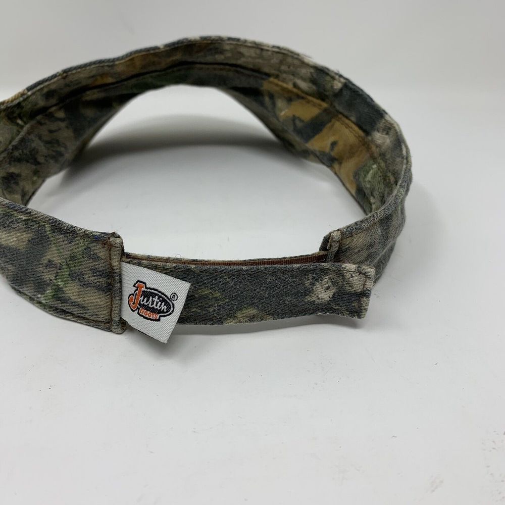Justin Boots Camouflage Embroidered Western Farm Visor Hat Cap Adjustable - Picture 3 of 7